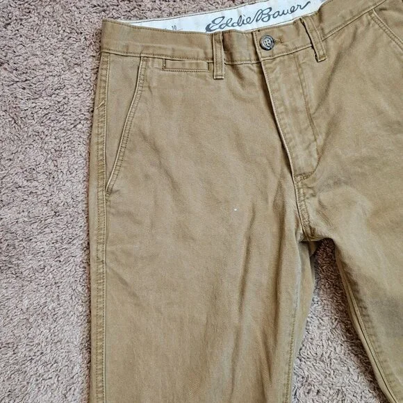 Eddie Bauer Classic Chino Pants Mens Tag 30x30 Act 31x29 Khaki Straight Leg - Picture 11 of 15